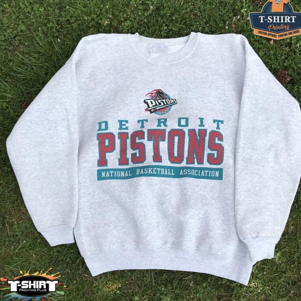 Vintage NBA Detroit Pistons Logo Sweatshirt, Detroit Pistons Shirt, Basketball S